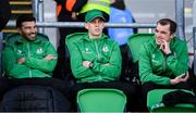 21 April 2025; Injured Shamrock Rovers players, from left, Danny Mandroiu, Gary O'Neill and Sean Kavanagh watch on from the stands before the SSE Airtricity Men's Premier Division match between Shamrock Rovers and Bohemians at Tallaght Stadium in Dublin. Photo by Stephen McCarthy/Sportsfile