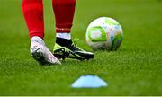 19 April 2025; A general view of the boots of Morgan Burnap of Sligo Rovers before the SSE Airtricity Women's Premier Division match between Sligo Rovers and Galway United at The Showgrounds in Sligo. Photo by Tyler Miller/Sportsfile