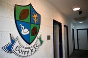 19 April 2025; A general view of of a club logo at Gorey Rugby club during a Leinster Rugby Juniors squad training session at Gorey RFC in Gorey, Wexford. Photo by Brendan Moran/Sportsfile