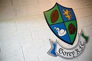 19 April 2025; A general view of of a club logo at Gorey Rugby club during a Leinster Rugby Juniors squad training session at Gorey RFC in Gorey, Wexford. Photo by Brendan Moran/Sportsfile
