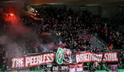 21 April 2025; Bohemians supporters before the SSE Airtricity Men's Premier Division match between Shamrock Rovers and Bohemians at Tallaght Stadium in Dublin. Photo by Stephen McCarthy/Sportsfile