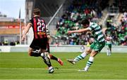 21 April 2025; Josh Honohan of Shamrock Rovers has an attempt on goal during the SSE Airtricity Men's Premier Division match between Shamrock Rovers and Bohemians at Tallaght Stadium in Dublin. Photo by Stephen McCarthy/Sportsfile