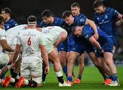 19 April 2025; Leinster front row, from left, Thomas Clarkson, Gus McCarthy and Jack Boyle during the United Rugby Championship match between Leinster and Ulster at the Aviva Stadium in Dublin. Photo by Brendan Moran/Sportsfile