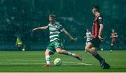 21 April 2025; Michael Noonan of Shamrock Rovers shoots to score his side's second goal during the SSE Airtricity Men's Premier Division match between Shamrock Rovers and Bohemians at Tallaght Stadium in Dublin. Photo by Stephen McCarthy/Sportsfile