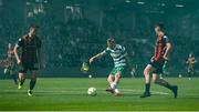 21 April 2025; Michael Noonan of Shamrock Rovers shoots to score his side's second goal during the SSE Airtricity Men's Premier Division match between Shamrock Rovers and Bohemians at Tallaght Stadium in Dublin. Photo by Stephen McCarthy/Sportsfile