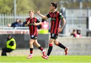 21 April 2025; Dawson Devoy of Bohemians celebrates after scoring his side's first goal during the SSE Airtricity Men's Premier Division match between Shamrock Rovers and Bohemians at Tallaght Stadium in Dublin. Photo by Stephen McCarthy/Sportsfile