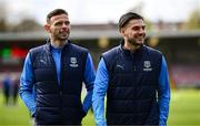 21 April 2025; Waterford players Grant Horton, right, and Andy Boyle before the SSE Airtricity Men's Premier Division match between Cork City and Waterford at Turners Cross in Cork. Photo by Seb Daly/Sportsfile