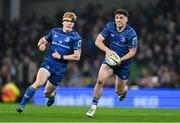 19 April 2025; Jimmy O'Brien of Leinster, right, and teammate Tommy O'Brien during the United Rugby Championship match between Leinster and Ulster at the Aviva Stadium in Dublin. Photo by Brendan Moran/Sportsfile
