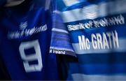 19 April 2025; The jersey of captain Luke McGrath in the Leinster dressingroom before the United Rugby Championship match between Leinster and Ulster at the Aviva Stadium in Dublin. Photo by Brendan Moran/Sportsfile