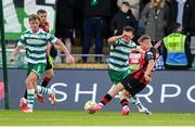 21 April 2025; Rhys Brennan of Bohemians shoots to score his side's third goal during the SSE Airtricity Men's Premier Division match between Shamrock Rovers and Bohemians at Tallaght Stadium in Dublin. Photo by Stephen McCarthy/Sportsfile