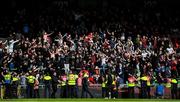 21 April 2025; Bohemians supporters celebrate after their side's victory in the SSE Airtricity Men's Premier Division match between Shamrock Rovers and Bohemians at Tallaght Stadium in Dublin. Photo by Stephen McCarthy/Sportsfile
