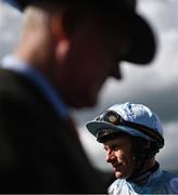 21 April 2025; Jockey Paul Townend and trainer Willie Mullins before the Rathbarry & Glenview Studs Hurdle on day three of the Fairyhouse Easter Festival at Fairyhouse Racecourse in Ratoath, Meath. Photo by David Fitzgerald/Sportsfile