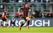 21 April 2025; Dawson Devoy of Bohemians celebrates as team-mate Rhys Brennan, not pictured, scores their side's third goal during the SSE Airtricity Men's Premier Division match between Shamrock Rovers and Bohemians at Tallaght Stadium in Dublin. Photo by Stephen McCarthy/Sportsfile