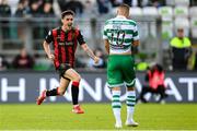 21 April 2025; Dawson Devoy of Bohemians celebrates as team-mate Rhys Brennan, not pictured, scores their side's third goal during the SSE Airtricity Men's Premier Division match between Shamrock Rovers and Bohemians at Tallaght Stadium in Dublin. Photo by Stephen McCarthy/Sportsfile