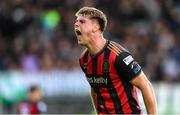 21 April 2025; Leigh Kavanagh of Bohemians celebrates after the SSE Airtricity Men's Premier Division match between Shamrock Rovers and Bohemians at Tallaght Stadium in Dublin. Photo by Stephen McCarthy/Sportsfile