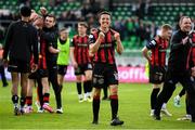 21 April 2025; Keith Buckley of Bohemians celebrates after the SSE Airtricity Men's Premier Division match between Shamrock Rovers and Bohemians at Tallaght Stadium in Dublin. Photo by Stephen McCarthy/Sportsfile