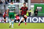 21 April 2025; Dawson Devoy of Bohemians celebrates as team-mate Rhys Brennan, not pictured, scores their side's third and winning goal during the SSE Airtricity Men's Premier Division match between Shamrock Rovers and Bohemians at Tallaght Stadium in Dublin. Photo by Stephen McCarthy/Sportsfile