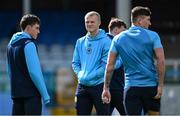 21 April 2025; St Patrick's Athletic players, including Tom Grivosti, centre, inspect the pitch before the SSE Airtricity Men's Premier Division match between Drogheda United and St Patrick's Athletic at Sullivan & Lambe Park in Drogheda, Louth. Photo by Shauna Clinton/Sportsfile
