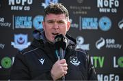 21 April 2025; Drogheda United manager Kevin Doherty is interviewed by LOI TV before the SSE Airtricity Men's Premier Division match between Drogheda United and St Patrick's Athletic at Sullivan & Lambe Park in Drogheda, Louth. Photo by Shauna Clinton/Sportsfile