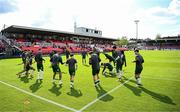 21 April 2025; Cork City players warm-up before the SSE Airtricity Men's Premier Division match between Cork City and Waterford at Turners Cross in Cork. Photo by Seb Daly/Sportsfile