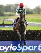 21 April 2025; Found A Fifty, with Sam Ewing up, clear the last on their way to winning the Jack McInerney Memorial Fairyhouse Chase on day three of the Fairyhouse Easter Festival at Fairyhouse Racecourse in Ratoath, Meath. Photo by David Fitzgerald/Sportsfile