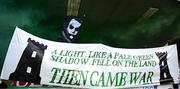 21 April 2025; Cork City supporters display a banner before the SSE Airtricity Men's Premier Division match between Cork City and Waterford at Turners Cross in Cork. Photo by Seb Daly/Sportsfile