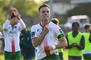 21 April 2025; Charlie Lyons of Cork City celebrates after his side's victory in the SSE Airtricity Men's Premier Division match between Cork City and Waterford at Turners Cross in Cork. Photo by Seb Daly/Sportsfile