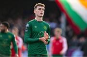 21 April 2025; Mason Melia of St Patrick's Athletic after his side's draw in the SSE Airtricity Men's Premier Division match between Drogheda United and St Patrick's Athletic at Sullivan & Lambe Park in Drogheda, Louth. Photo by Shauna Clinton/Sportsfile