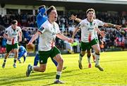 21 April 2025; Kitt Nelson of Cork City, right, celebrates after scoring his side's second goal during the SSE Airtricity Men's Premier Division match between Cork City and Waterford at Turners Cross in Cork. Photo by Seb Daly/Sportsfile