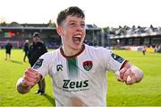 21 April 2025; Cathal O'Sullivan of Cork City celebrates after his side's victory in the SSE Airtricity Men's Premier Division match between Cork City and Waterford at Turners Cross in Cork. Photo by Seb Daly/Sportsfile