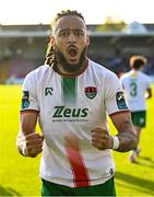 21 April 2025; Milan Mbeng of Cork City celebrates his side's second goal during the SSE Airtricity Men's Premier Division match between Cork City and Waterford at Turners Cross in Cork. Photo by Seb Daly/Sportsfile