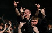 21 April 2025; (EDITORS NOTE: Image contains profanity) Cork City supporters celebrate their side's first goal during the SSE Airtricity Men's Premier Division match between Cork City and Waterford at Turners Cross in Cork. Photo by Seb Daly/Sportsfile