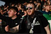 21 April 2025; Cork City supporters celebrate their side's first goal during the SSE Airtricity Men's Premier Division match between Cork City and Waterford at Turners Cross in Cork. Photo by Seb Daly/Sportsfile