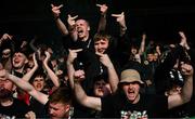 21 April 2025; (EDITORS NOTE: Image contains profanity) Cork City supporters celebrate their side's first goal during the SSE Airtricity Men's Premier Division match between Cork City and Waterford at Turners Cross in Cork. Photo by Seb Daly/Sportsfile