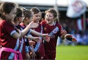 21 April 2025; Drogheda United mascots chat before the SSE Airtricity Men's Premier Division match between Drogheda United and St Patrick's Athletic at Sullivan & Lambe Park in Drogheda, Louth. Photo by Shauna Clinton/Sportsfile