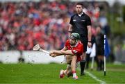 20 April 2025; Mark Coleman of Cork takes a sideline cut during the Munster GAA Hurling Senior Championship Round 1 match between Clare and Cork at Zimmer Biomet Páirc Chíosóg in Ennis, Clare. Photo by Brendan Moran/Sportsfile