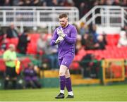19 April 2025; College Corinthians AFC goalkeeper Gavin Ryan during the FAI Intermediate Cup final match between College Corinthians AFC and Ringmahon Rangers FC at Turners Cross Stadium in Cork. Photo by Michael P Ryan/Sportsfile