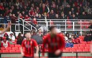19 April 2025; Spectators look on during the FAI Intermediate Cup final match between College Corinthians AFC and Ringmahon Rangers FC at Turners Cross Stadium in Cork. Photo by Michael P Ryan/Sportsfile
