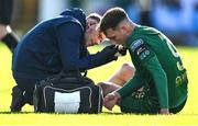 21 April 2025; Mason Melia of St Patrick's Athletic receives medical attention during the SSE Airtricity Men's Premier Division match between Drogheda United and St Patrick's Athletic at Sullivan & Lambe Park in Drogheda, Louth. Photo by Shauna Clinton/Sportsfile