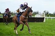 22 April 2025; Custom Taylor, with Kevin Sexton up, clears the last on their way to winning The Irish Stallion Farms EBF Novice Handicap Hurdle Series Final on rescheduled day one of the Fairyhouse Easter Festival at Fairyhouse Racecourse in Ratoath, Meath. Photo by Shauna Clinton/Sportsfile