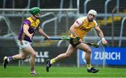 19 April 2025; Paddy Burke of Antrim in action against Kevin Foley of Wexford during the Leinster GAA Hurling Senior Championship Round 1 match between Wexford and Antrim at Chadwicks Wexford Park in Wexford. Photo by Matt Browne/Sportsfile
