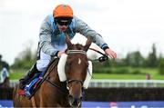 22 April 2025; Run Wild Fred, with Robert James up, during The Race Displays Joseph O`Reilly Hunters Steeplechase on rescheduled day one of the Fairyhouse Easter Festival at Fairyhouse Racecourse in Ratoath, Meath. Photo by Shauna Clinton/Sportsfile