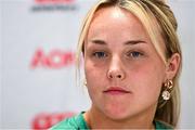 23 April 2025; Aoife Dalton during an Ireland Women Rugby media conference at the IRFU High Performance Centre in Dublin. Photo by Tyler Miller/Sportsfile