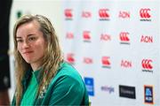 23 April 2025; Edel McMahon during an Ireland Women Rugby media conference at the IRFU High Performance Centre in Dublin. Photo by Tyler Miller/Sportsfile