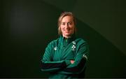 23 April 2025; Edel McMahon poses for a portrait during an Ireland Women Rugby media conference at the IRFU High Performance Centre in Dublin. Photo by Tyler Miller/Sportsfile