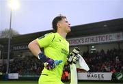 18 April 2025; Shamrock Rovers goalkeeper Ed McGinty before the SSE Airtricity Men's Premier Division match between St Patrick's Athletic and Shamrock Rovers at Richmond Park in Dublin. Photo by Stephen McCarthy/Sportsfile