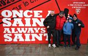 18 April 2025; St Patrick's Athletic supporters before the SSE Airtricity Men's Premier Division match between St Patrick's Athletic and Shamrock Rovers at Richmond Park in Dublin. Photo by Stephen McCarthy/Sportsfile