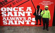 18 April 2025; A St Patrick's Athletic supporter before the SSE Airtricity Men's Premier Division match between St Patrick's Athletic and Shamrock Rovers at Richmond Park in Dublin. Photo by Stephen McCarthy/Sportsfile