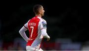 18 April 2025; Zach Elbouzedi of St Patrick's Athletic during the SSE Airtricity Men's Premier Division match between St Patrick's Athletic and Shamrock Rovers at Richmond Park in Dublin. Photo by Stephen McCarthy/Sportsfile