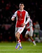 18 April 2025; Mason Melia of St Patrick's Athletic during the SSE Airtricity Men's Premier Division match between St Patrick's Athletic and Shamrock Rovers at Richmond Park in Dublin. Photo by Stephen McCarthy/Sportsfile